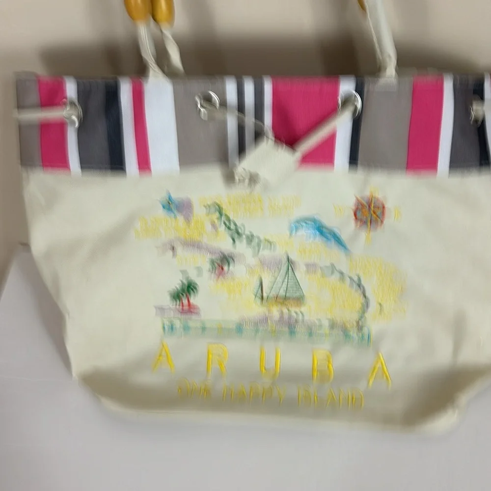 Aruba One Happy Island Beach Bag NWOT Map